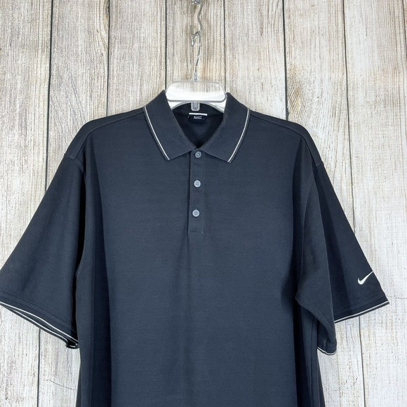 Nike Mens Dri-Fit Golf Polo Shirts (2)  Green Embroidered / Black Size Large - Picture 12 of 16